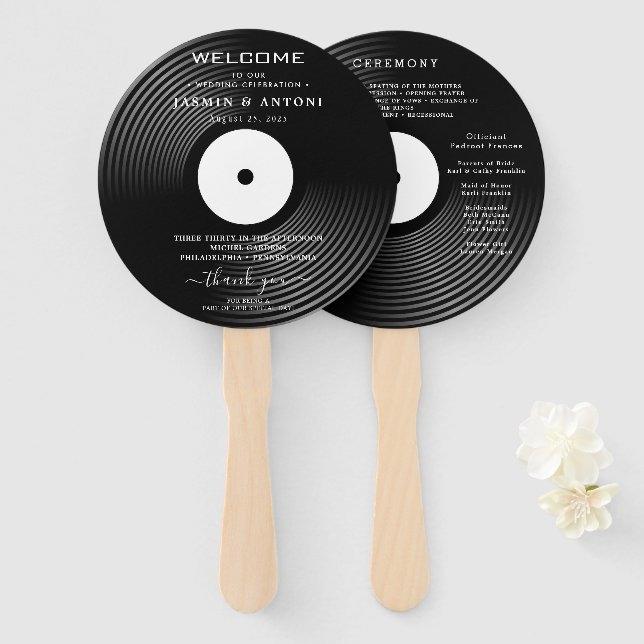 Modern Wedding Program Hand Fan (Front and Back)