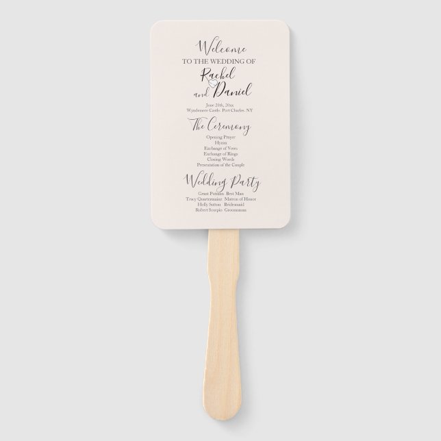 Modern Wedding Program Hand Fan (Front)
