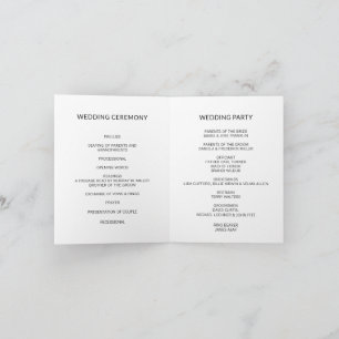 Modern Wedding Program Timeline Minimal Ceremony Card