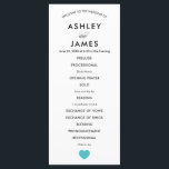 Modern Wedding Program with Turquoise Heart Programme<br><div class="desc">This modern wedding program is perfect for your ceremony. It is fully customisable. To add or remove sections,  change colour of text/background,  or adjust spacing,  click "customise further."</div>