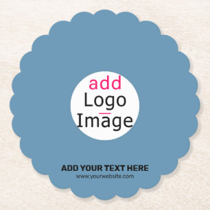 Modern Wedding Promo Customisable Dusty Blue Paper Coaster