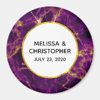 Modern Wedding Purple & Gold Abstract Marble