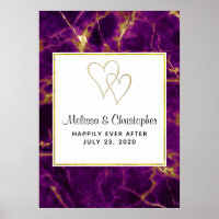 Modern Wedding Purple & Gold Abstract Marble