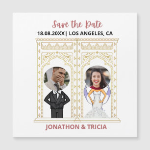 Modern Wedding QR Code Add Name Date Photo Website Magnetic Invitation