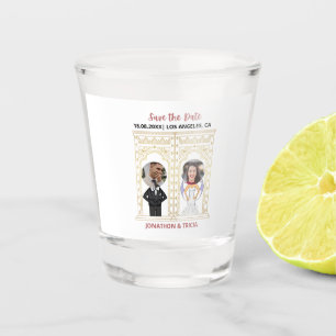 Modern Wedding QR Code Add Name Date Photo Website Shot Glass