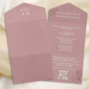 Modern Wedding QR Code RSVP Rose All In One Invitation