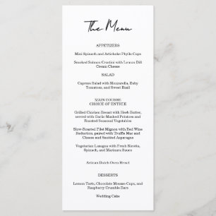 Modern Wedding Reception Dinner Menu 