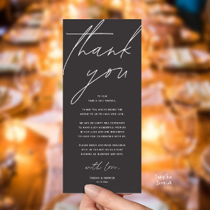 Modern Wedding Reception Dinner Thank You Card