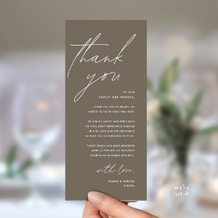 Modern Wedding Reception Dinner Thank You Card