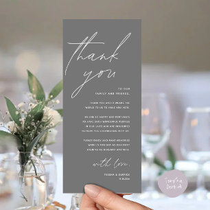 Modern Wedding Reception Dinner Thank You Card