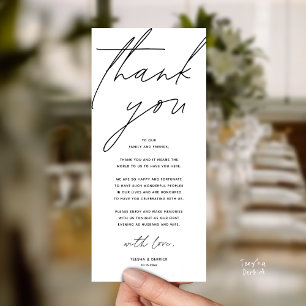 Modern Wedding Reception Dinner Thank You Card