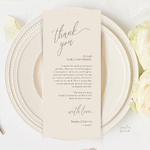 Modern Wedding Reception Dinner Thank You Card