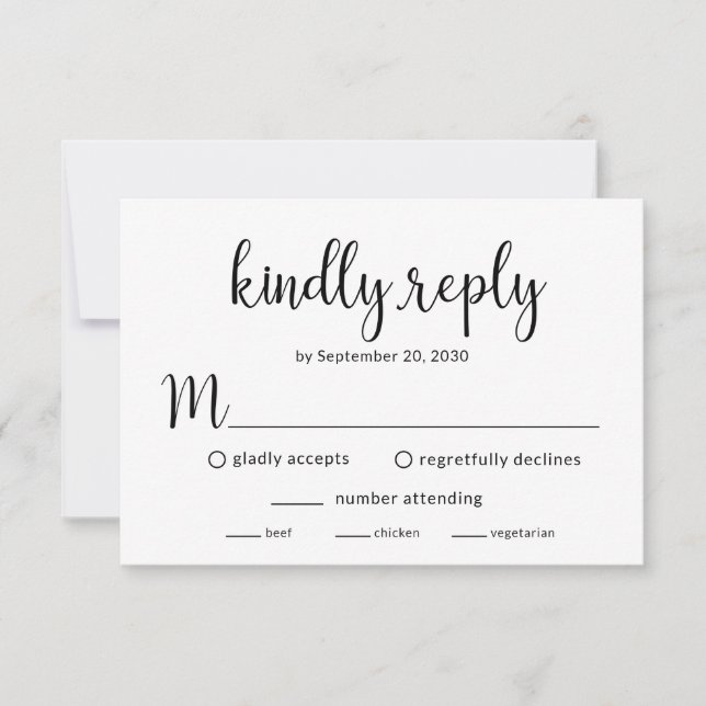 Modern Wedding Reception  RSVP Card (Front)