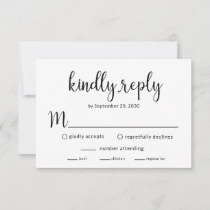 Modern Wedding Reception  RSVP Card