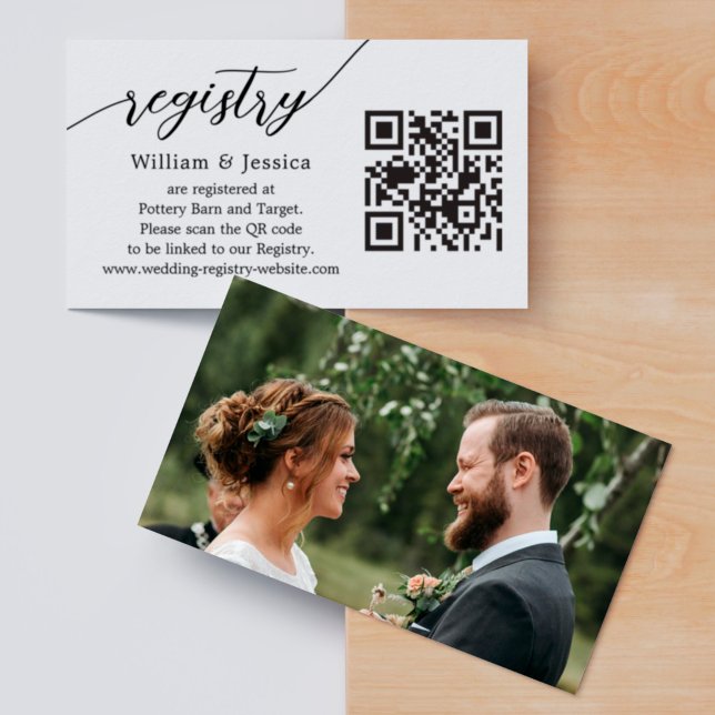 Modern Wedding Registry With QR Code And Photo Enclosure Card (Creator Uploaded)