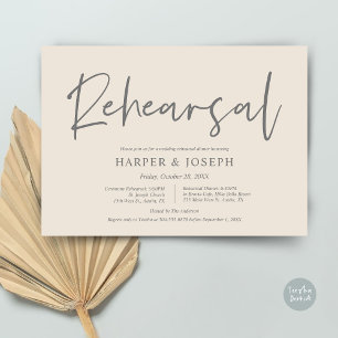 Modern Wedding Rehearsal and Dinner, Cream Grey Invitation