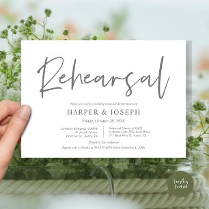 Modern Wedding Rehearsal and Dinner, Dark Grey Invitation