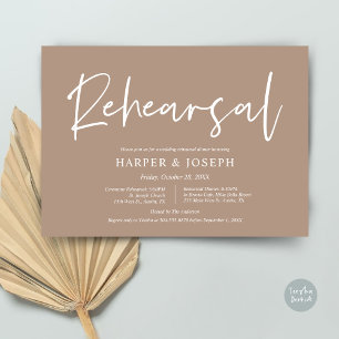 Modern Wedding Rehearsal and Dinner, Warm Taupe Invitation