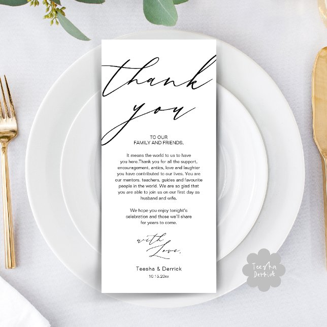 Modern Wedding Rehearsal Dinner Thank You Card (Modern Wedding Rehearsal Dinner Thank You Card in Black and white)