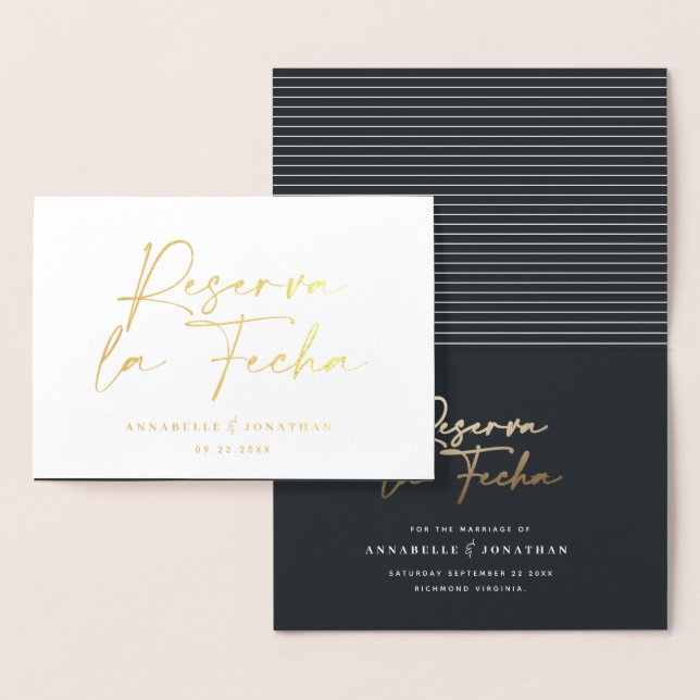 Modern wedding Reserva la Fecha cream gold Save Th Foil Card (Display)