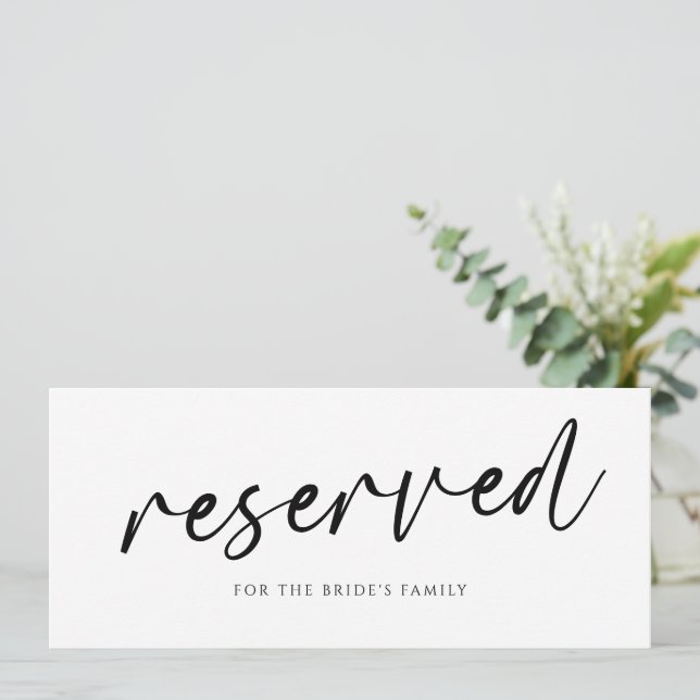 Modern Wedding Reserved Signs Handwriting Casual (Standing Front)