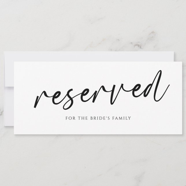 Modern Wedding Reserved Signs Handwriting Casual (Front)