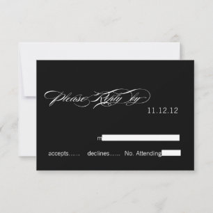Modern Wedding RSVP Cards Black White