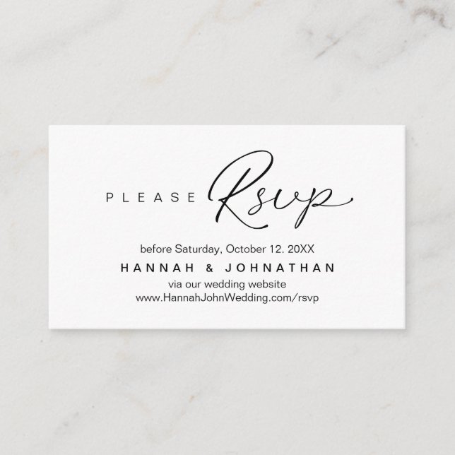 Modern Wedding RSVP online Website Enclosure Card (Front)