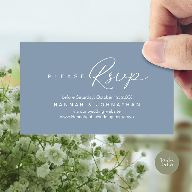 Modern Wedding RSVP online Website Enclosure Card (Modern Wedding RSVP online Website Enclosure Card in Dusty Blue)