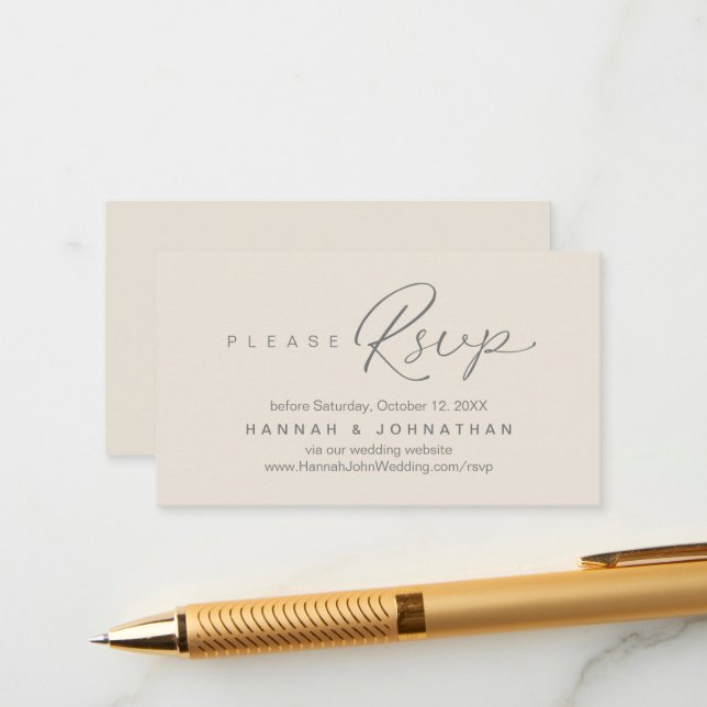 Modern Wedding RSVP online Website Enclosure Card (Front/Back In Situ)