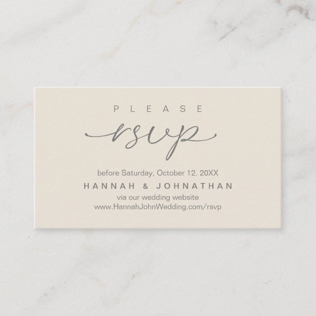Modern Wedding RSVP online Website Enclosure Card (Front)