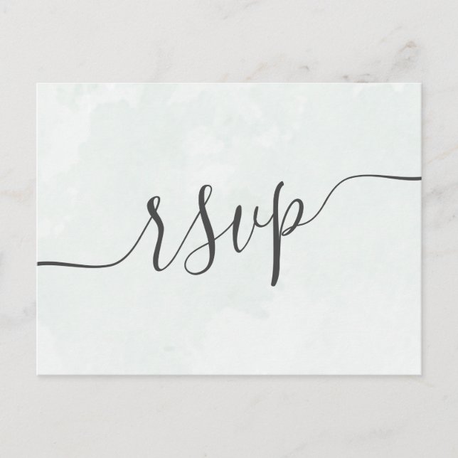 Modern Wedding RSVP Watercolor Sage Green Invitation Postcard (Front)