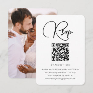 Modern Wedding RSVP with QR Code and Photo Card
