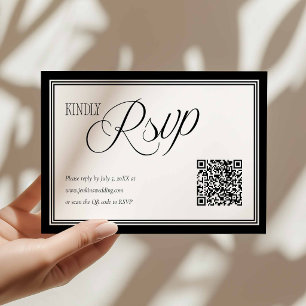 Modern Wedding RSVP with QR code Card