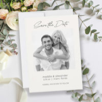Modern Wedding Save Date Photo Black White Filter