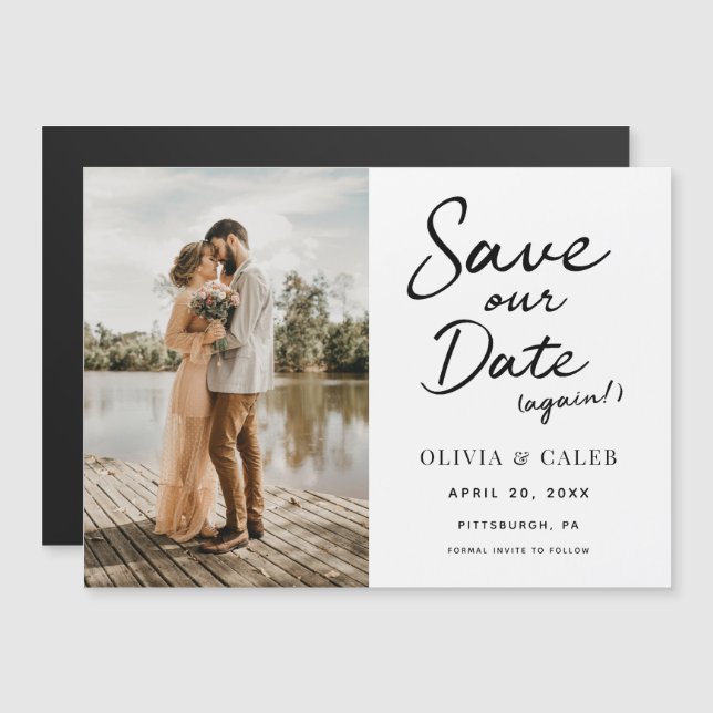 Modern Wedding Save our Date Again Magnetic Magnetic Invitation (Front/Back)