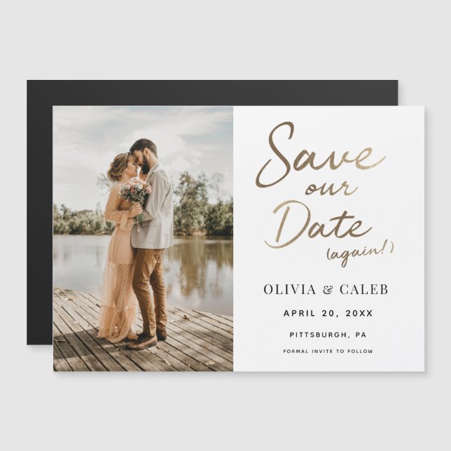 Modern Wedding Save our Date Again Magnetic Magnetic Invitation (Front/Back)