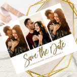 Modern Wedding Save The Date 3 Photo Collage Postcard<br><div class="desc">Modern Wedding Save The Date 3 Photo Collage Postcard</div>