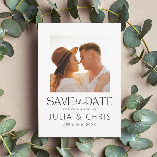 Modern Wedding Save the Date Card with Photo Magnet