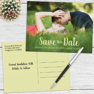 Modern Wedding Save The Date Custom Photo Front Announcement Postcard