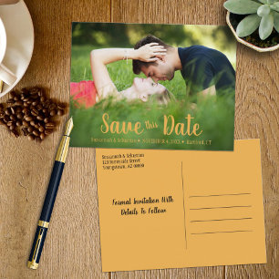 Modern Wedding Save The Date Custom Photo Front Announcement Postcard