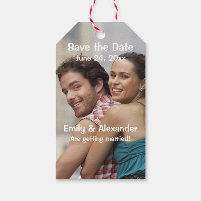 Modern Wedding Save the Date Gift Tag Template (Front)