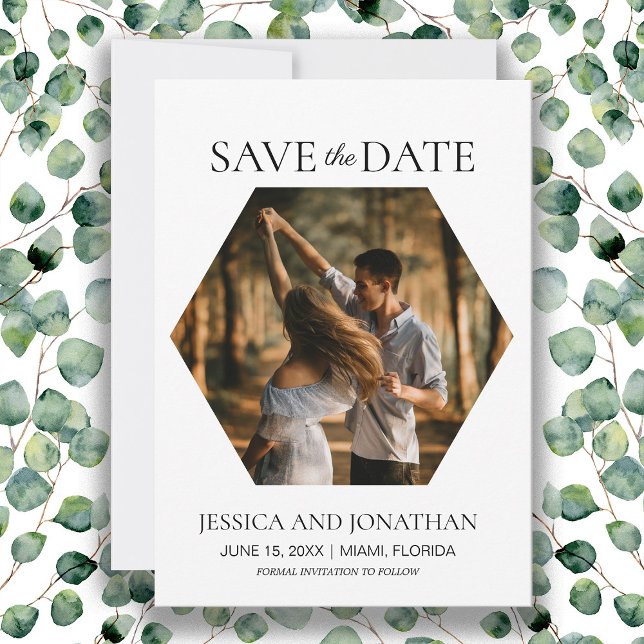 Modern Wedding Save the Date Hexagon Photo  (Wedding Save the Date photo card)