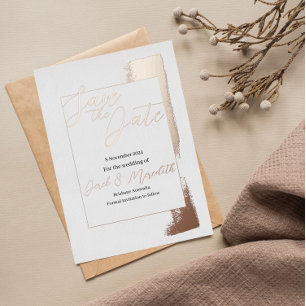Modern wedding Save the Date Invitation with foil