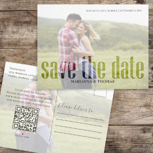 Modern Wedding Save the Date Photo Custom Announcement Postcard