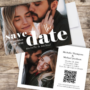 Modern Wedding Save the Date Photo QR Code