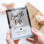 Modern Wedding Save the Date | Photo with Overlay Magnetic Invitation<br><div class="desc">This modern and stylish wedding save the date magnetic card features your own photo covering the background completely. A sheer white overlay features trendy black script typography.</div>