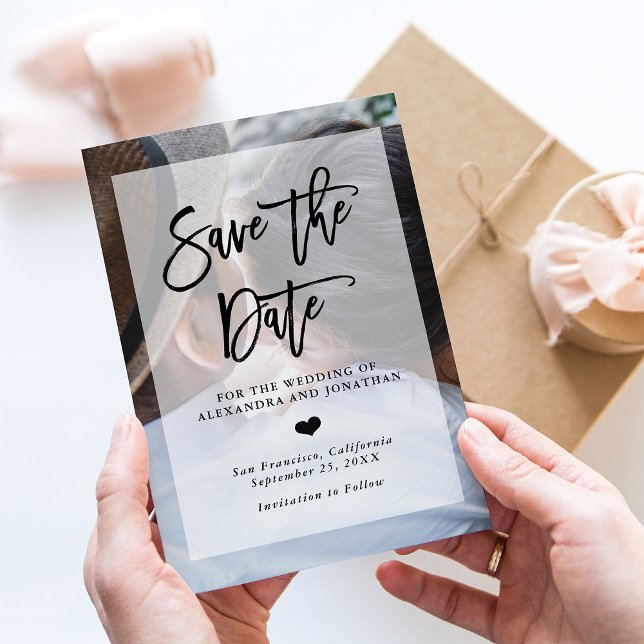 Modern Wedding Save the Date | Photo with Overlay Magnetic Invitation (Creator Uploaded)