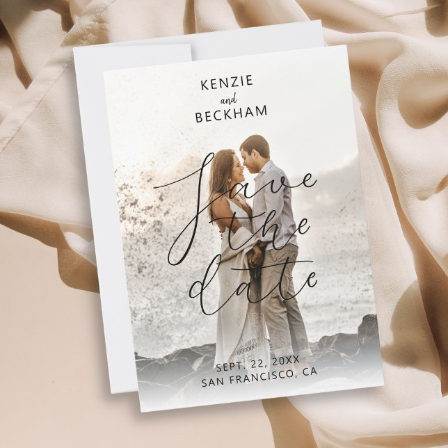 Modern Wedding Save the Date Photos Calligraphy (Creator Uploaded)