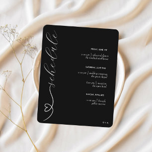 Modern Wedding Schedule & Details White Black Enclosure Card
